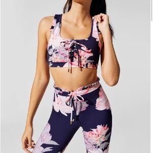 Celestine Floral Lace Up Ruffle Sports Bra